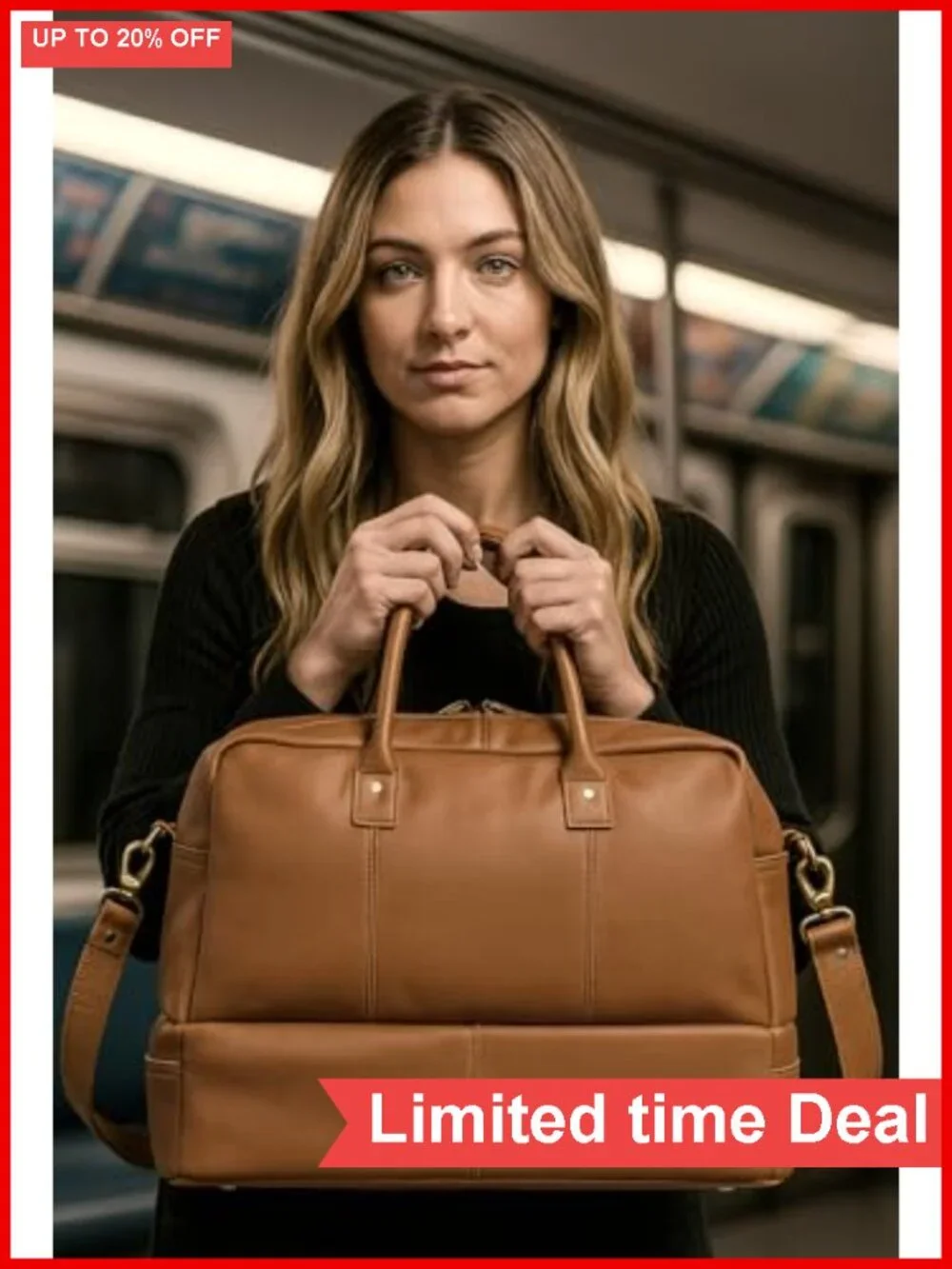 Genuine Leather Duffel Bag 20 Inch Travel Carry On Weekend Overnight